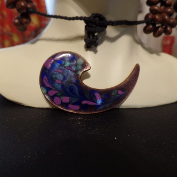 Copper Enamel Pin/Brooch Inga Carlson Signed Inga 1960s - Picture 2 of 12